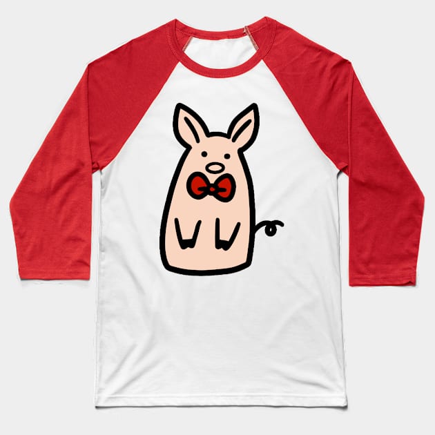 Bow Tie Piggy Baseball T-Shirt by saradaboru